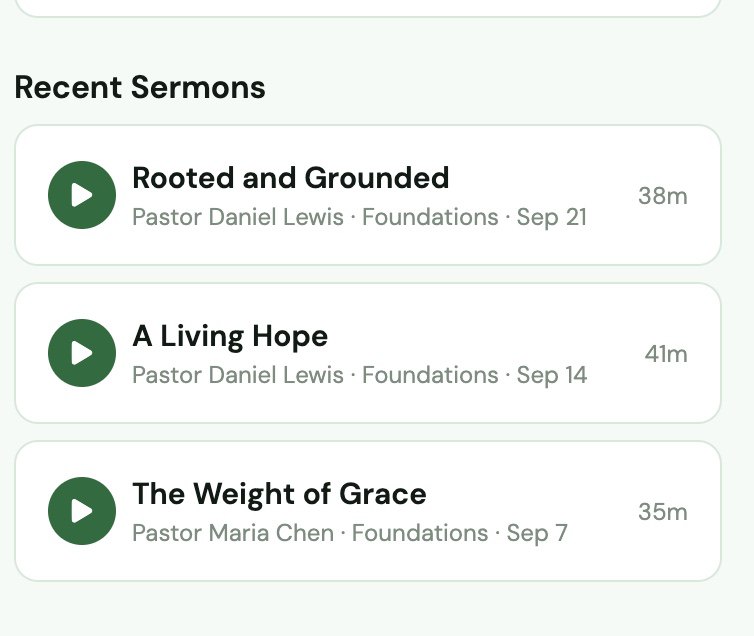 SeedsOne recent sermons list